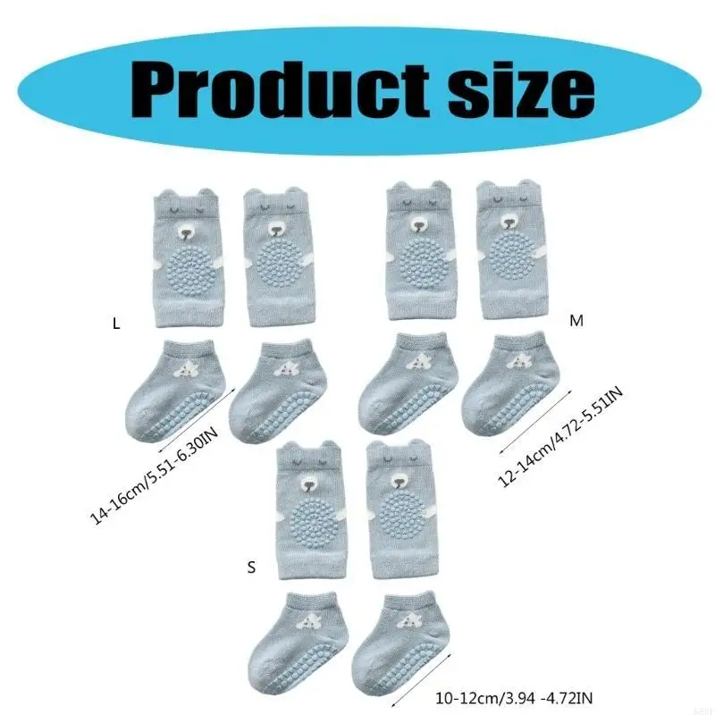 K8GF الكرتون الدب الطفل منصات الركبة والجوارب الأرضية للطفل 0-48 أشهر مكافحة الانزلاق الزحف الاستكشاف الآمن للرضع #6