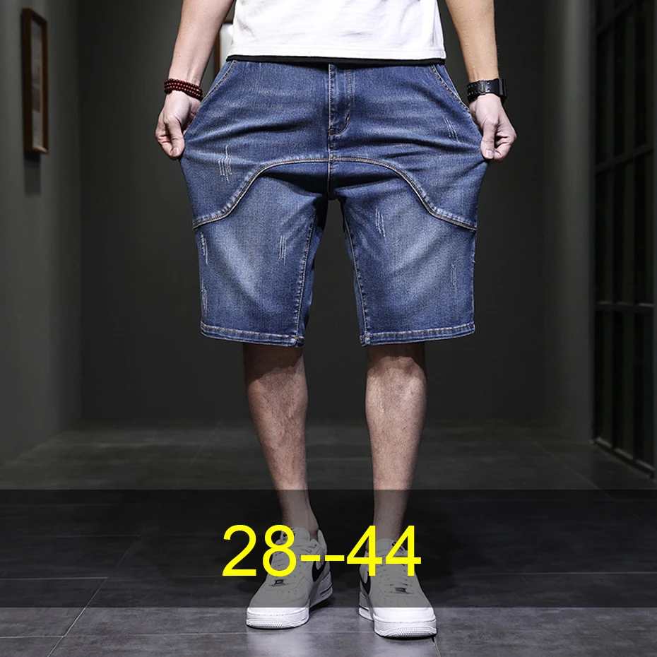 Denim Shorts Men Summer Jean Shorts Plus Size 44 Fashion Casual Blue Short Pants Male Bottom