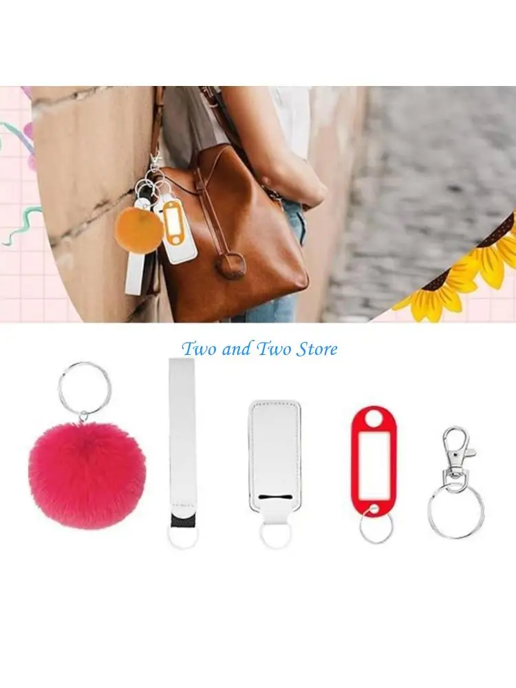 

HX6F Portable Neoprene Lipstick Keychain Holder Anti-lost Lanyard Keyrings Decoration for Women's Bags Backpack