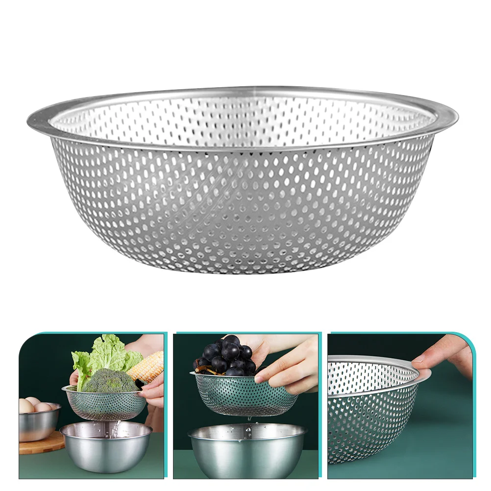 

Drain Basket Mesh Strainer Fruit Washing Kitchen Snack Stainless Steel Storage Holder