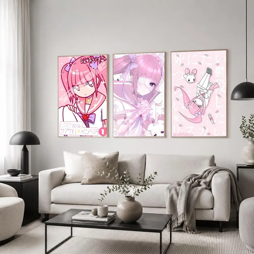 Cartoon Menhera-chan Poster Classic Poster HD Art Sticky Wall Waterproof Home Living Room Bedroom  Aesthetic Decoration