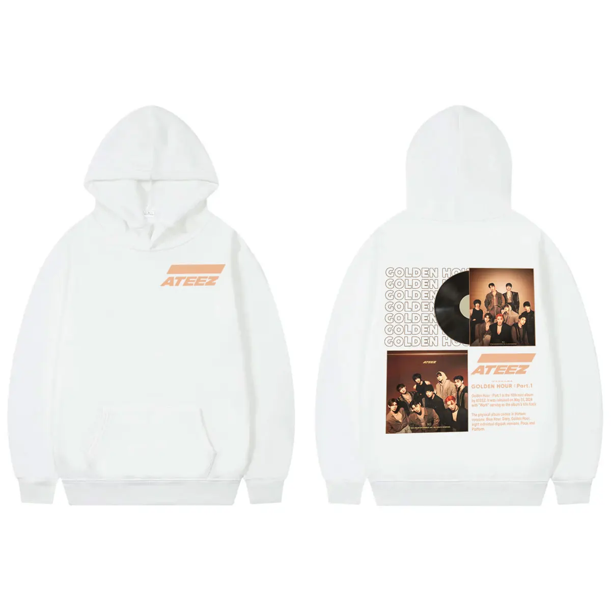 Kpop Ateez Golden Hour: Part 1 Album Graphic Hoodie Concert World Tour 2024 Sweatshirt Men Women Fashion Trend Vintage Pullovers