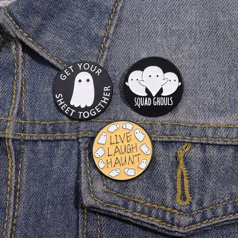 

3pcs Funny Ghost Enamel Pin Set Fashionable men women Alloy drip oil Brooches for Backpack Clothing Halloween Jewelry