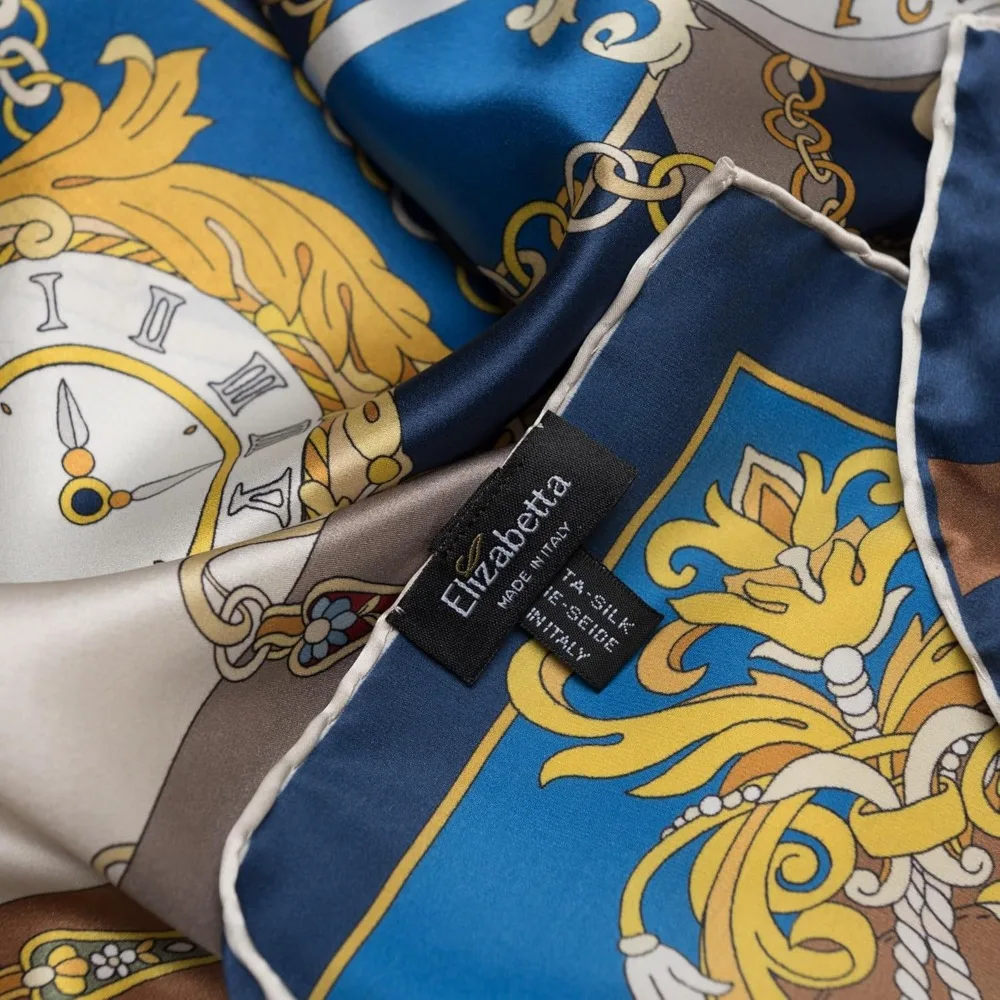 100% Silk Italian Square Scarves - 35 Pieces, Handcrafted in Italy, Women's Fashion Accessories