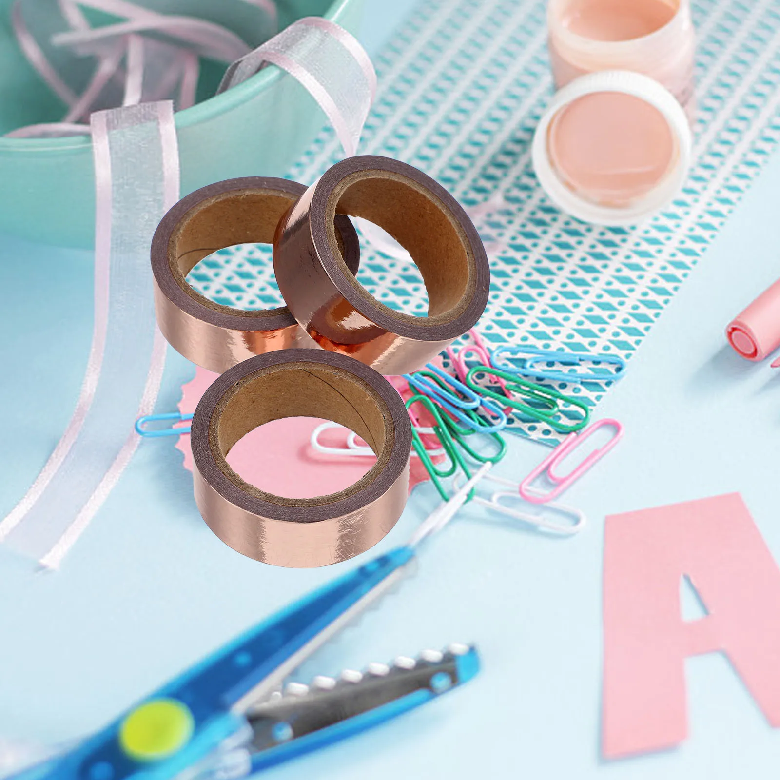 เทปวาชิเมทัลลิกตกแต่ง 3 ม้วน กระดาษฟอยล์สีทอง เทปกาวสำหรับสมุดภาพ งานประดิษฐ์ DIY เครื่องเขียน กระดาษฟอยล์ตกแต่ง