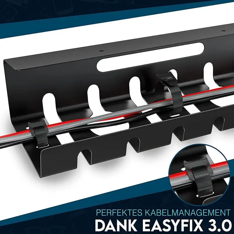 Desk Cable Management Tray Black Home Cable Management Tray U-Channel Screw Installation Under Desk Shelf Cable Management Rack