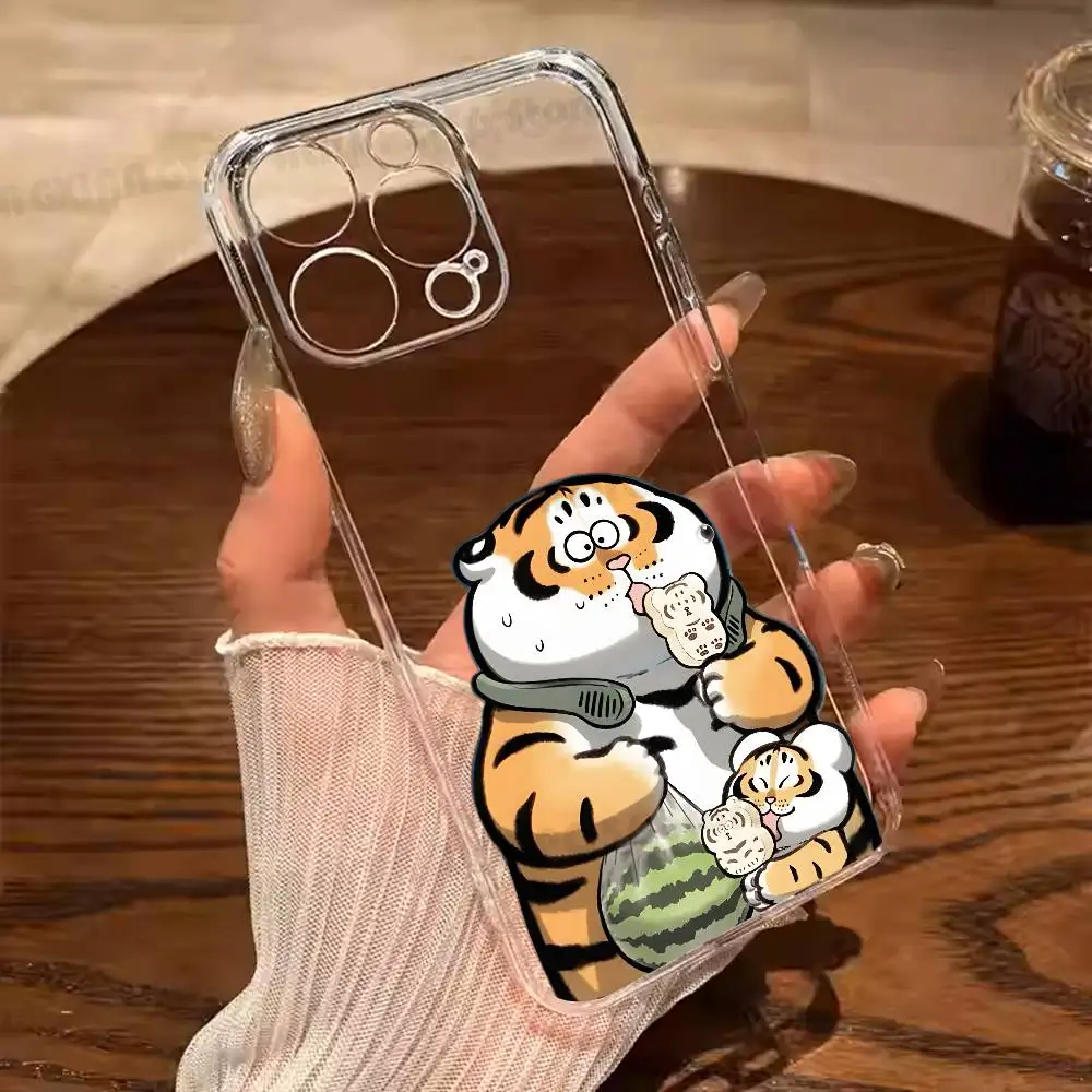 Kawaii Happy Tiger Phone Case For iPhone 17 16 15 14 13 12 11 Pro Max Mini Plus Antislip Shockproof Hard
