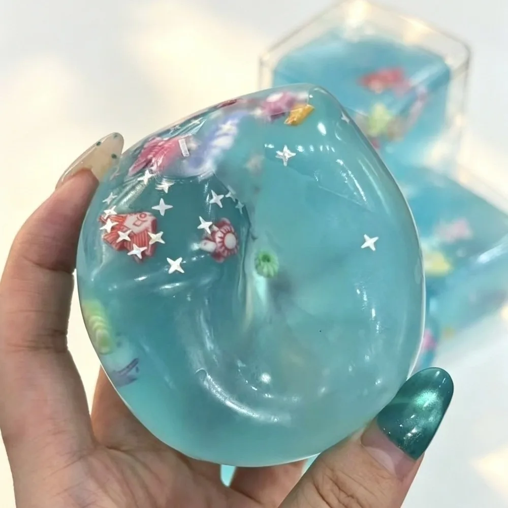 Pinch Toy Super Soft Squishy Toy Transparent Glitter Fidget Toy Slow Rising Squishy Ocean Blocks Sensory Toy Adults