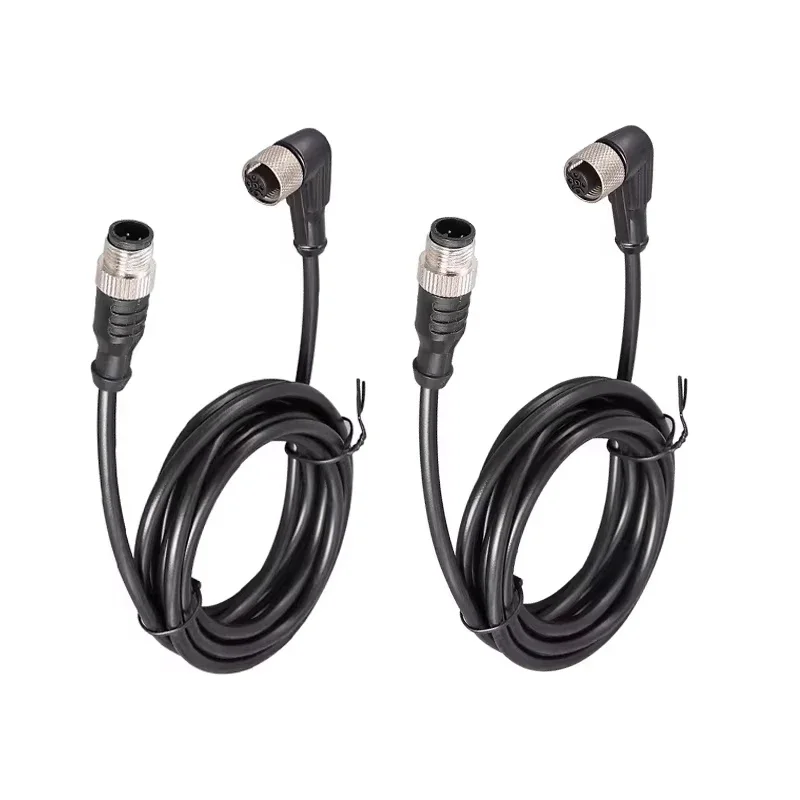 3Pin M12 Elbow Male Head to Straight Female Head 4 5 6 8 12 17 Pin Double Head Aviation Sensors Communication Connector 2 Meters