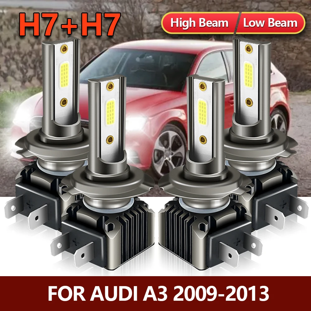 

4x LED H7 MINI Bulbs Headlight High Low Combo Kit Front Car Auto Lamps For Audi A3 Sportback 2009 2010 2011 2012 2013