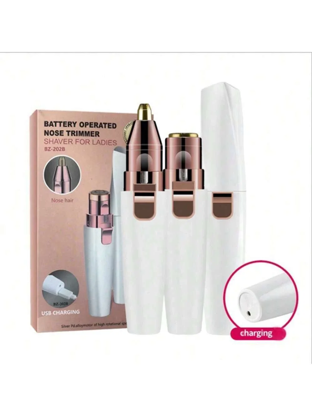 USB Rechargeable  Women's Eyebrow Trimmer & Shaver 2-In-1 Mini Epilator For Nose Hair, Eyebrows, Lips & Face