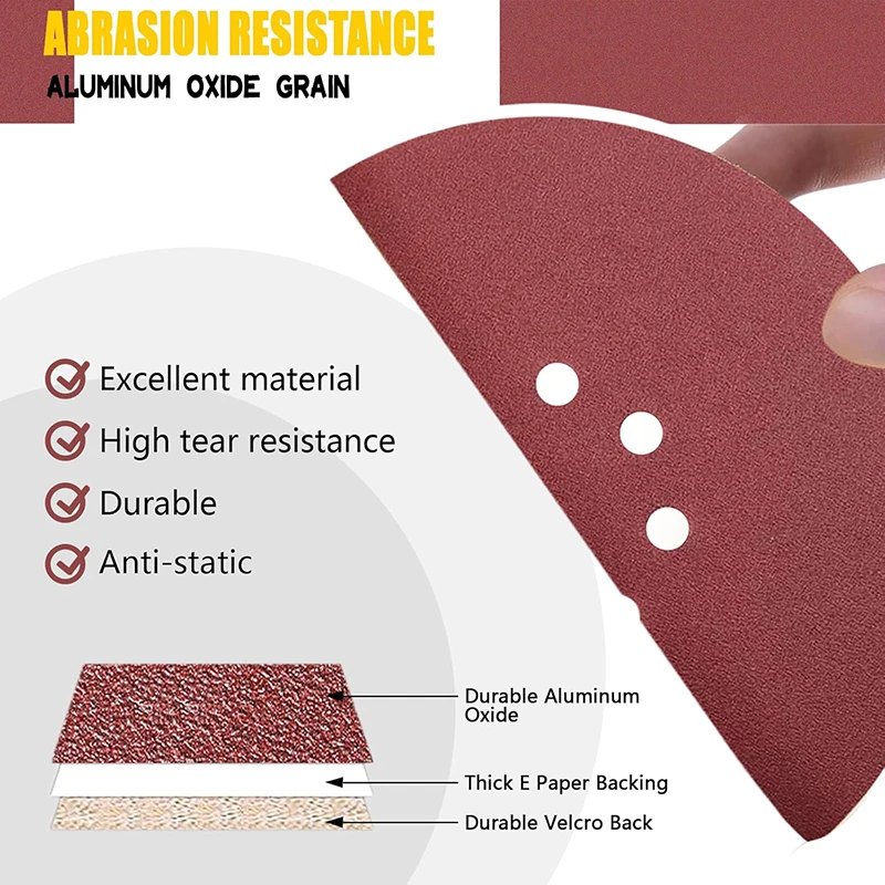 10/20/50 Pcs 9 Inch 225mm10 Hole Wall Sander Sandpaper Metal Grinding Disc Abrasive Polishing Flat 40-2000 Grit Sanding Tools