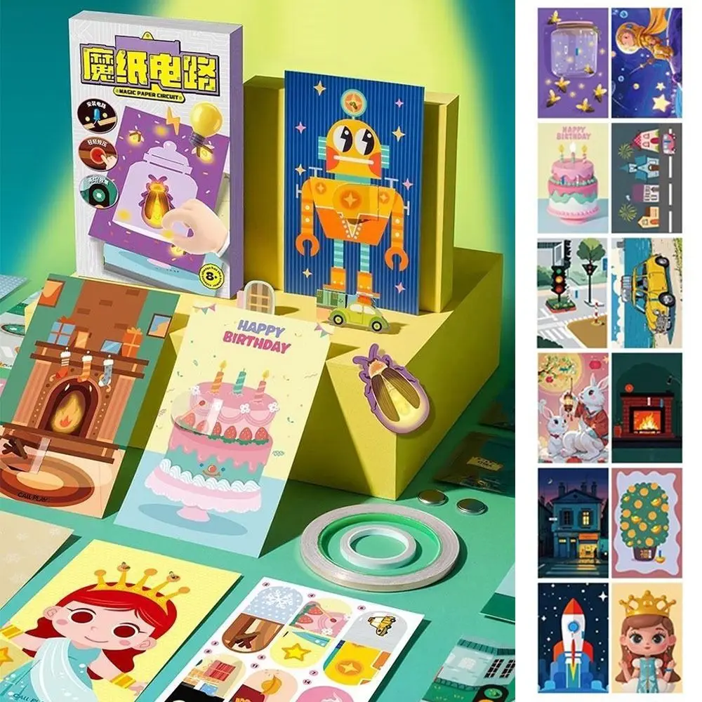 Funny DIY Magic Paper set Paper Luminous circuit Fun Electronic Card Handmade Electronic greeting cards set Children