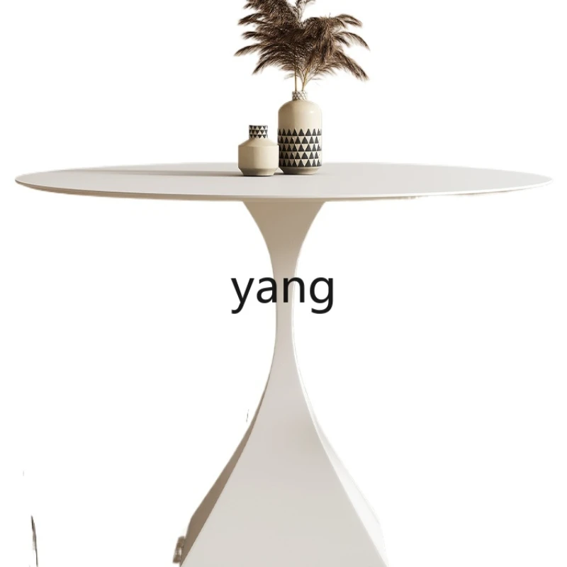 LXL Cream Style Stone Plate Dining Table round White Negotiation Delifeng Household Small Apartment