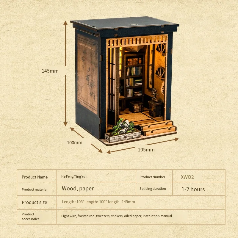 일본식 나무 DIY 미니어처 인형집 키트 - LED 조명이 있는 3D 퍼즐 조립 모델 창의적인 홈 데코 선물 성인용