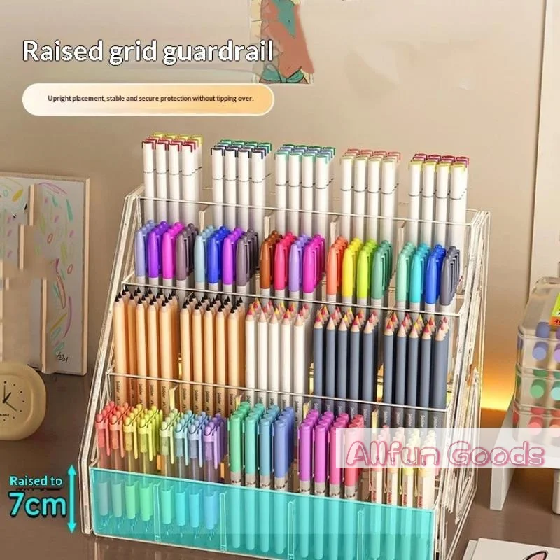 3/4/5 Tier Large-Capacity Acrylic Desk Divider Watercolor Pencil Organizer Stationery Store Storage Rack Marker Pencil Holder