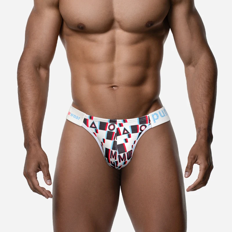 

New Arrivals Sexy High Cut Men's Underwear Trend Fashion Grid Men Briefs Low Waist Sports Hip Raise U Pouch Underpants