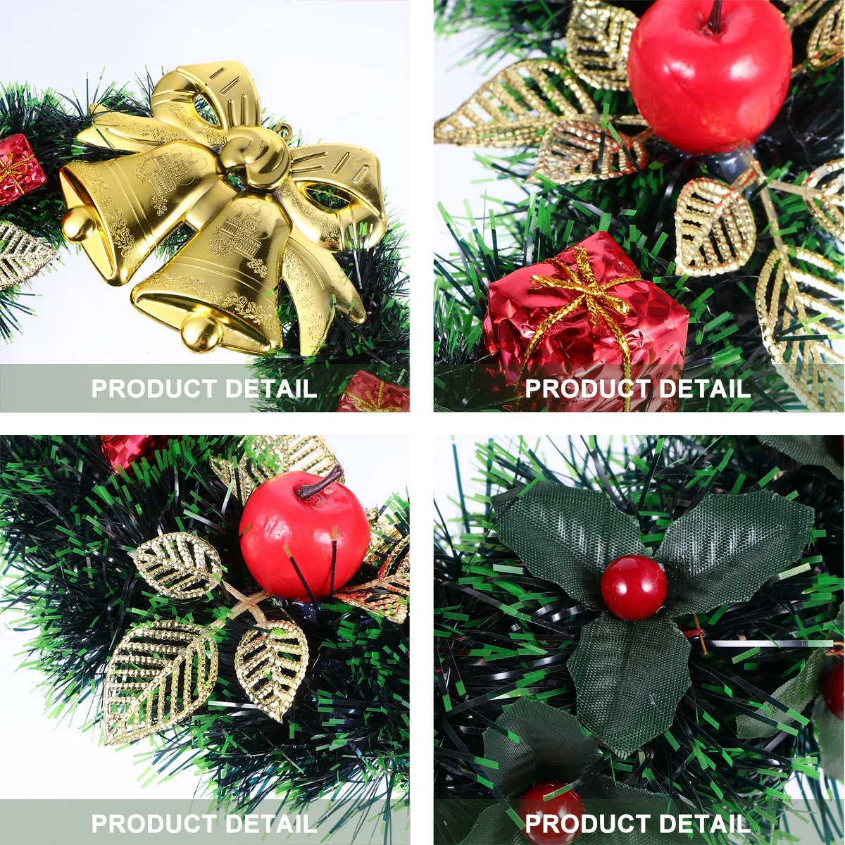 

1Pcs Christmas Door Wreath Xmas Wreath Artificial Flower Bell Design Indoor Outdoor Hanging Xmas Ornaments Holiday Home