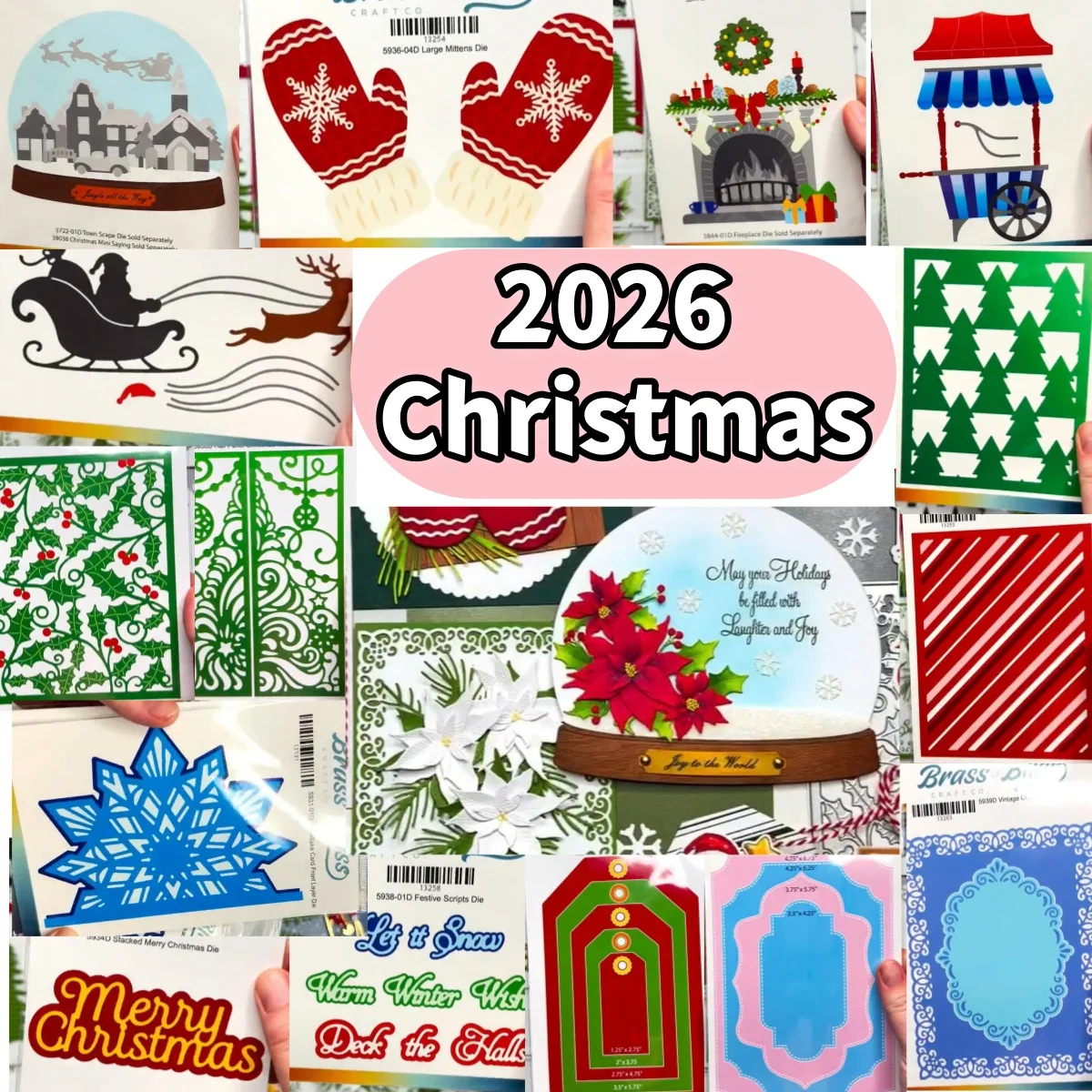 2026 Christmas Reindeer Snow Globe Fireplace Winter Cart Die Metal Cutting Dies for DIY Making Gift Card Scrapbook  Decoration