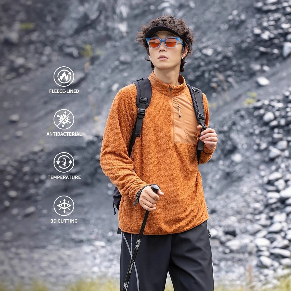 Outdoor Men and Women Universal Camping Warm Long-sleeved POLO Shirt, Daily Leisure Hiking, Winter Thickened Base Shirt.