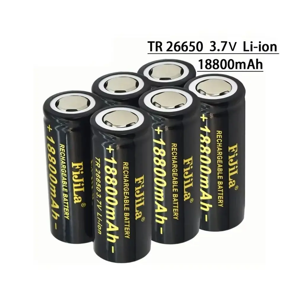 100% Original high quality 26650 battery 18800mAh 3.7V 50A lithium ion battery for 26650 LED flashlight + charger view 4