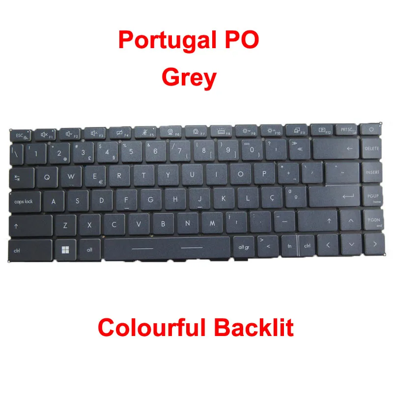 Laptop Colourful Backlit Keyboard For MSI V194222MK2 S1N2EPT602SA0 Portugal PO Grey No Frame New