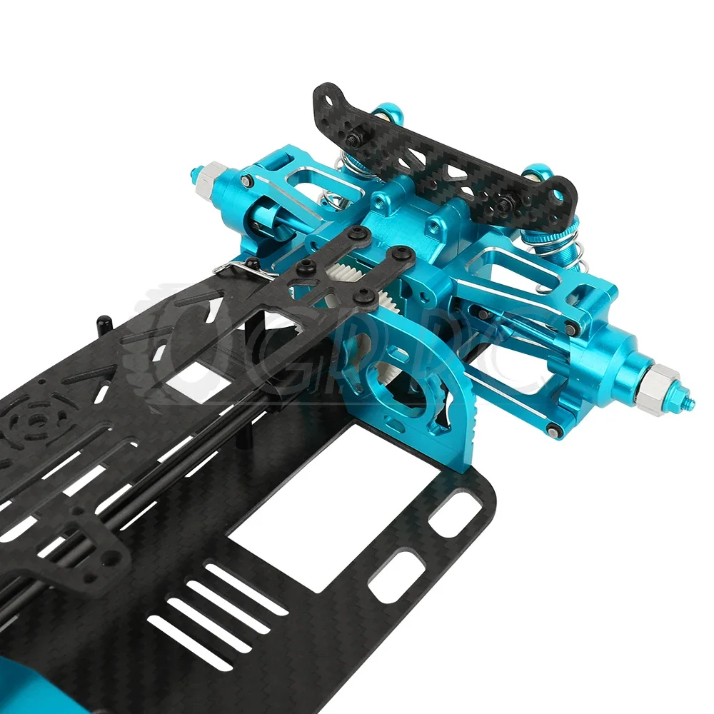 Metal Alloy & Carbon Fiber Frame Chassis with Shock Absorbers Belt Drive For Tamiya TT01 TT-01 1/10 RC Car Upgraded Parts