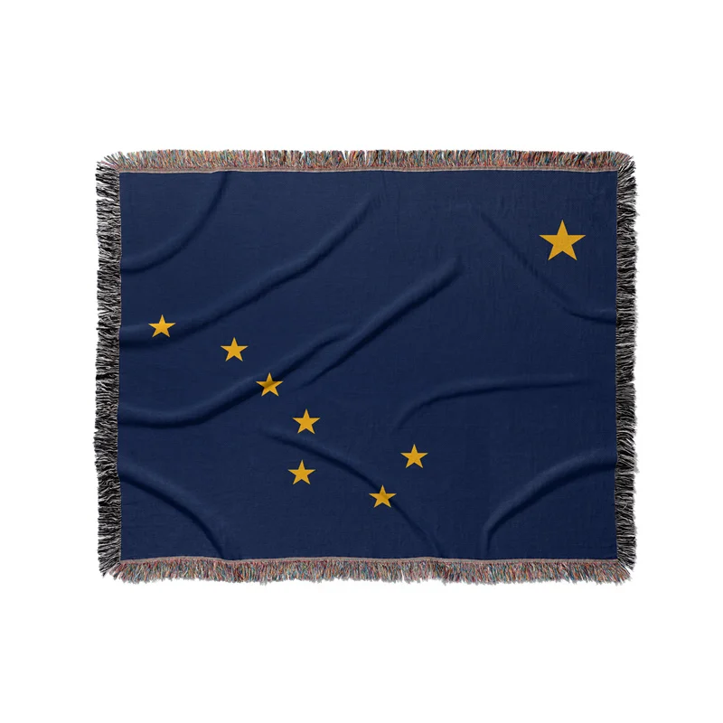 Gaslight Gatekeep Girlboss Alaska United States of America Jacquard Fringed Woven Throw Blanket