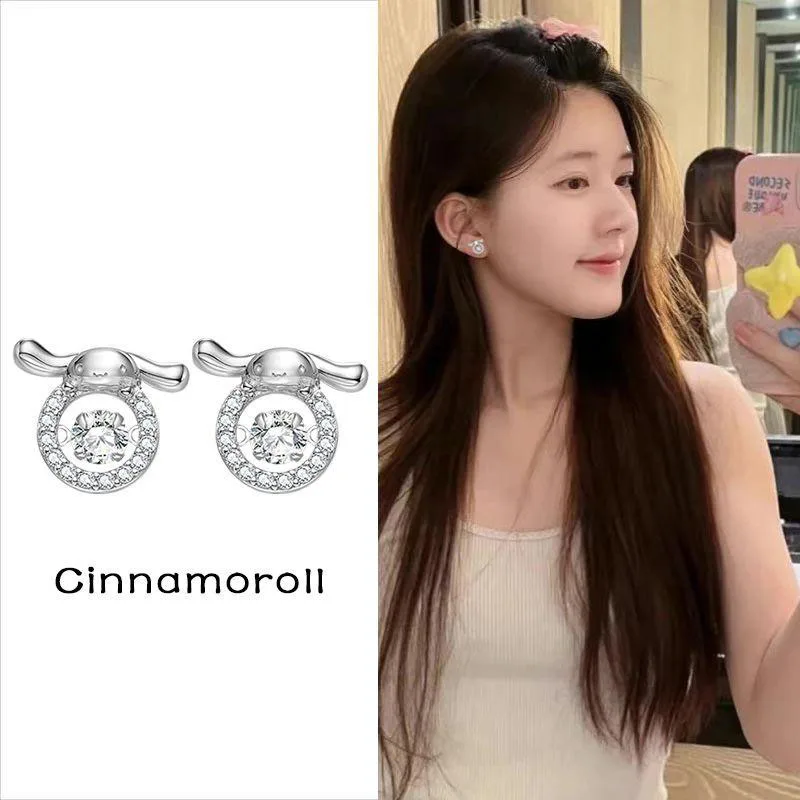 

Sanrio Cinnamoroll Ear Studs 925 Silver Anti Allergic Earrings Ins Fashionable and Exquisite Give A Friend A Birthday Gift