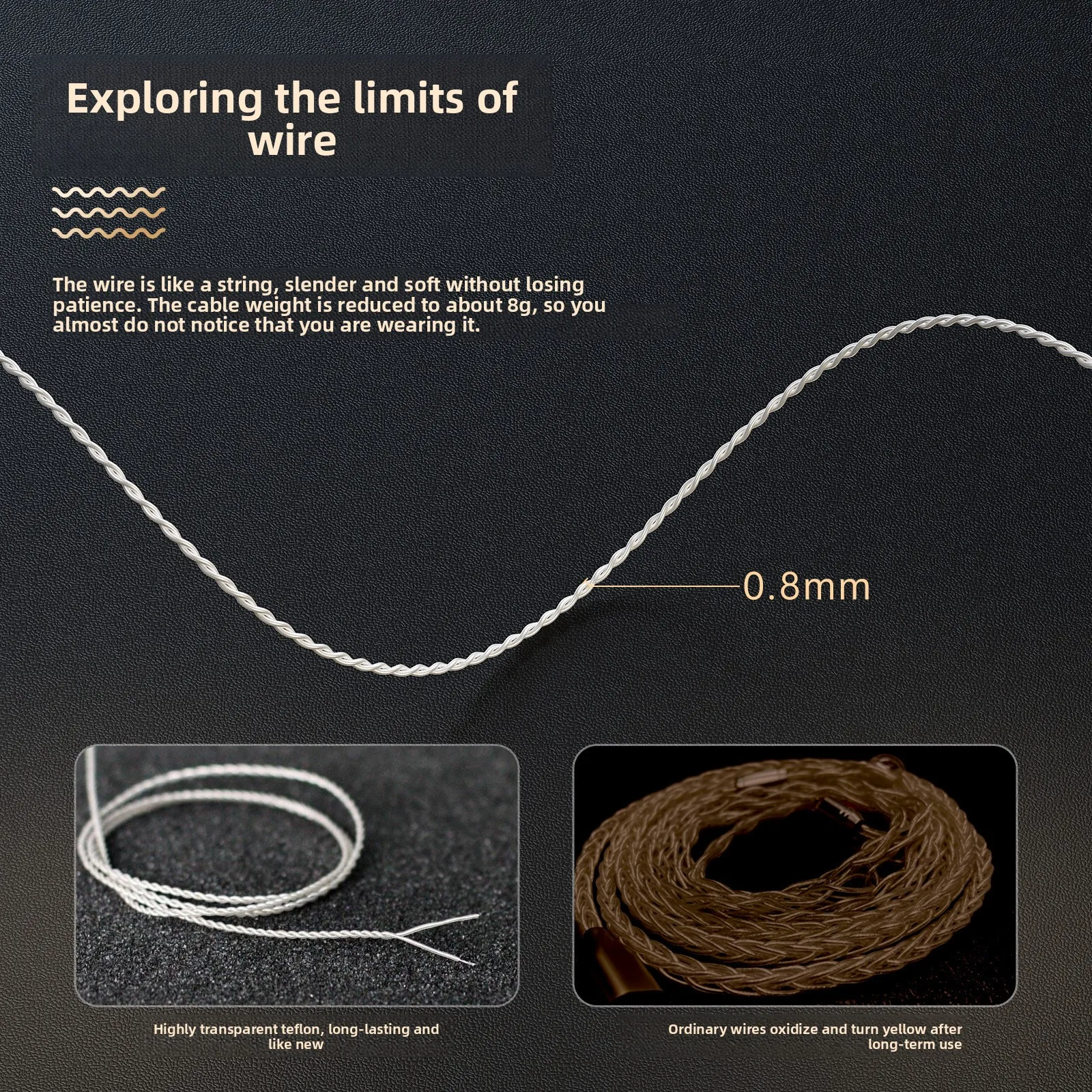 Thin Monitor Grade Earphone Cable MMCX/0.78mm Connector 4.4mm Balanced Upgrade Cable