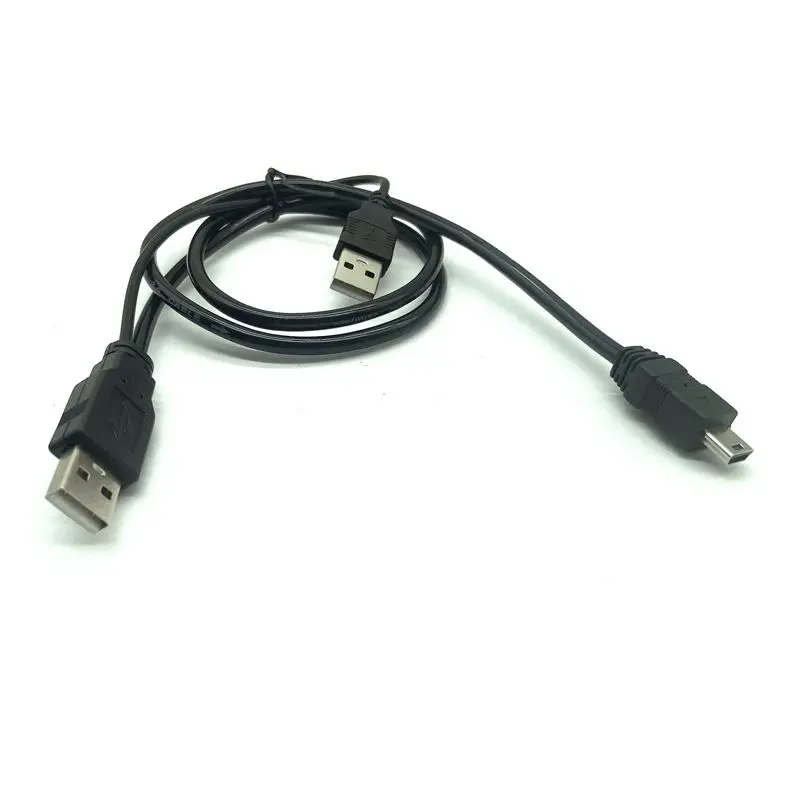 2 in 1 USB2.0 Type A Male to Mini 5P Male Data Cable+USB Male to Male Power Cable Y Splitter For HDD MP3 MP4 Camera