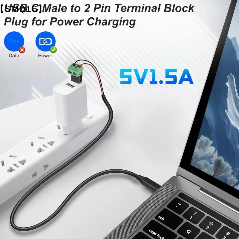 5V Crimp Terminal Block Data Transfer Charging Connector Solderless Plug USB C To 2Pin Terminal Adapter Screw【SMQ】