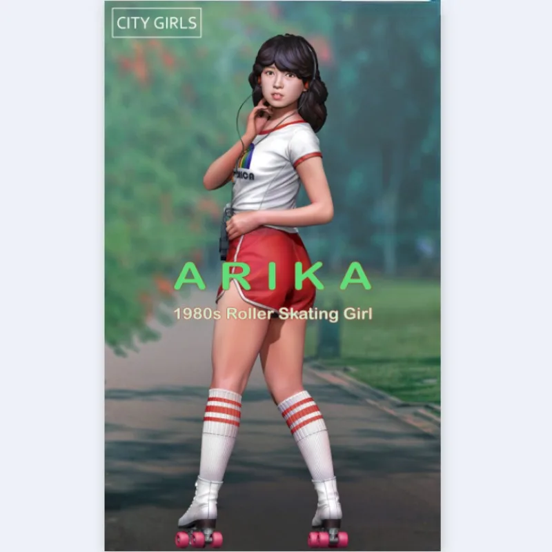 Arika, 1980S Roller Skating Girl (1/24 Scale) Resin Figure Model Kit Hobby Micro Shrink Statue Toy Self-Assembled Unpainted