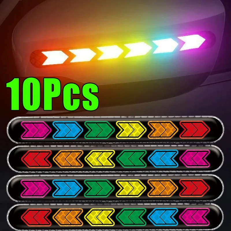 

Car Colorful Warning Reflective Sticker Auto Door Rearview Mirror Body Anti-collision Dazzling Safety Reflective Strip Stickers