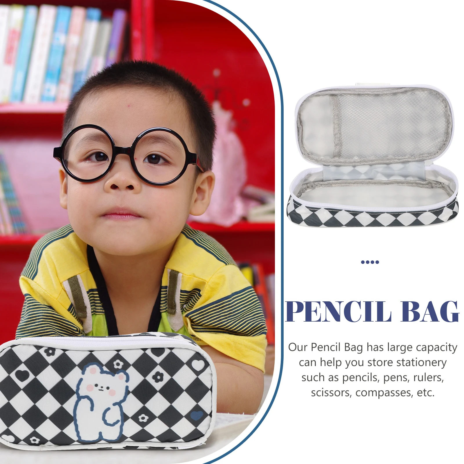 

Pencil Bag Case Stationery for Office Supplies Storage High Capacity Marker Organizer Black Portable Student