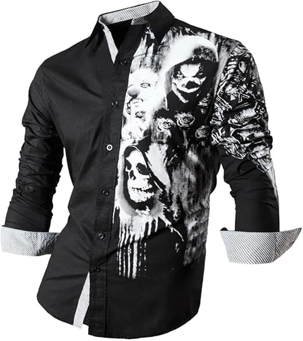 New Men's Shirt Hawaiian Shirt Beach Holiday Long Sleeve Black White Classic Business Shirt Dress Man Custom Shirt Man Designer