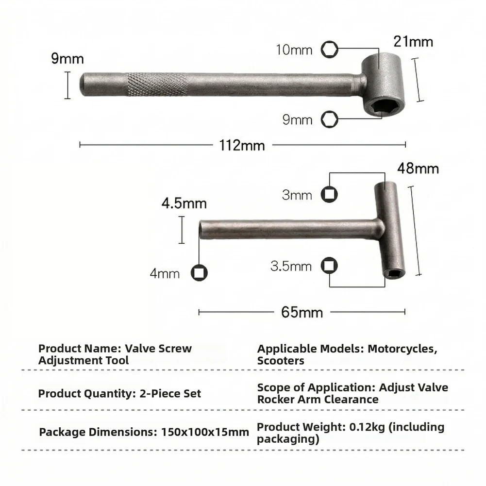 For Motorcycle Maintenance T-type Valve Wrench T-type Wrench For Engine Tuning Two-piece Design Mechanic Toolkit Essential