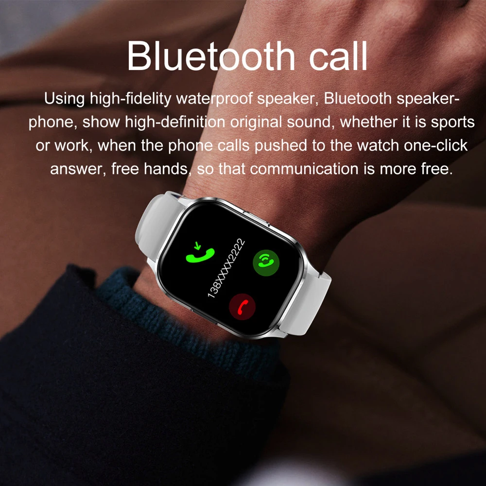 AMOLED 2.01 "ผู้ชายผู้หญิงฟันสีฟ้า Call กีฬาฟิตเนสสมาร์ทนาฬิกา Heart Rate กันน้ํา Voice Assistant นาฬิกา NFC Smartwatches