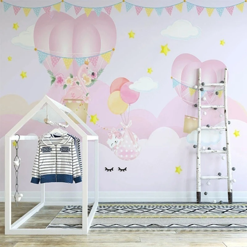 MU8568 Modern Minimalist Cute Cartoon Balloon Love Children's Room Background Wall Mural Wallpaper Tapety Papel De Parede