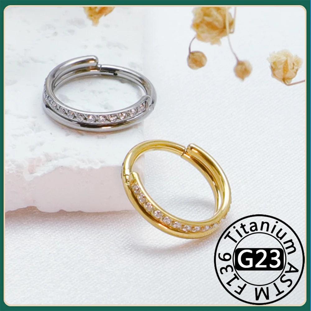 

G23 Titanium Nose Rings Piercings High Quality Zircon Stone Hight Segment Open Small Septum Piercing Earrings Helix Body Jewelry