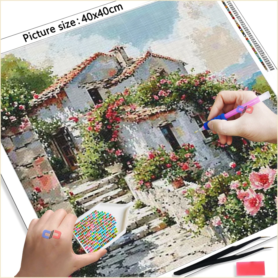 كامل الماس اللوحة منزل المشهد مجموعة جديدة 5D DIY الماس الفسيفساء الزهور اليدوية ديكور المنزل الإبداعية هواية الفن #2