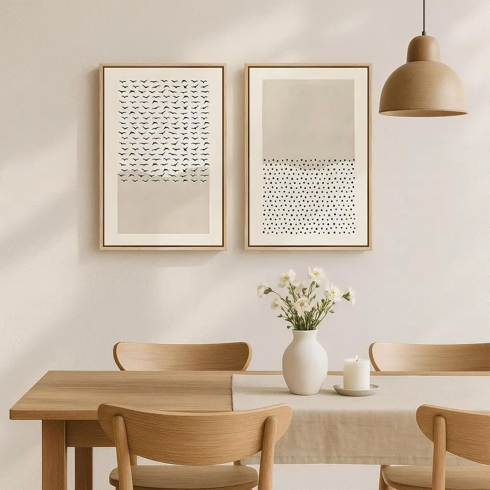 Duo de arte de pared cristiano minimalista, impresiones abstractas beige, 16x24, adecuado para el hogar, la oficina y los espacios de oración