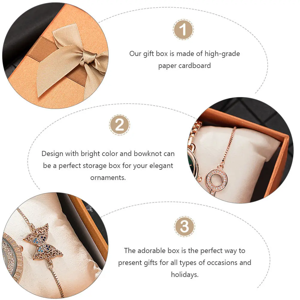 

4Pcs Watch Gift Box Premium Thick Paper Cardboard Sturdy Storage for Jewelry Bracelet Elegant Bowknot Design Holiday Wedding