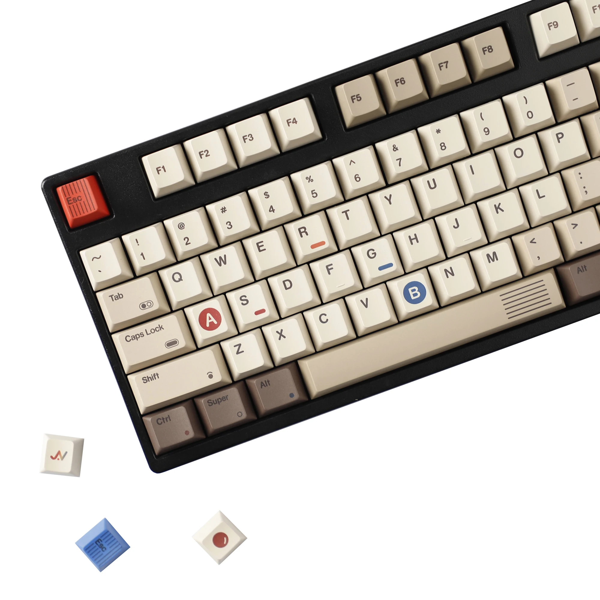 YMDK 1989 Dye Sub PBT 133 Keys Cherry Profile Top Print Retro Keycaps for 61 68 75 84 87 96 104 108 MX Mechanical Keyboard