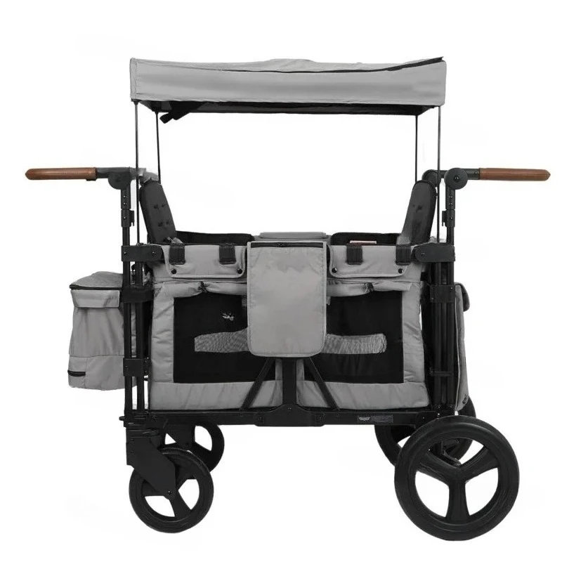 Folding Camping Wagon 2-Seat with Removable Canopy Outdoor Garden Cart