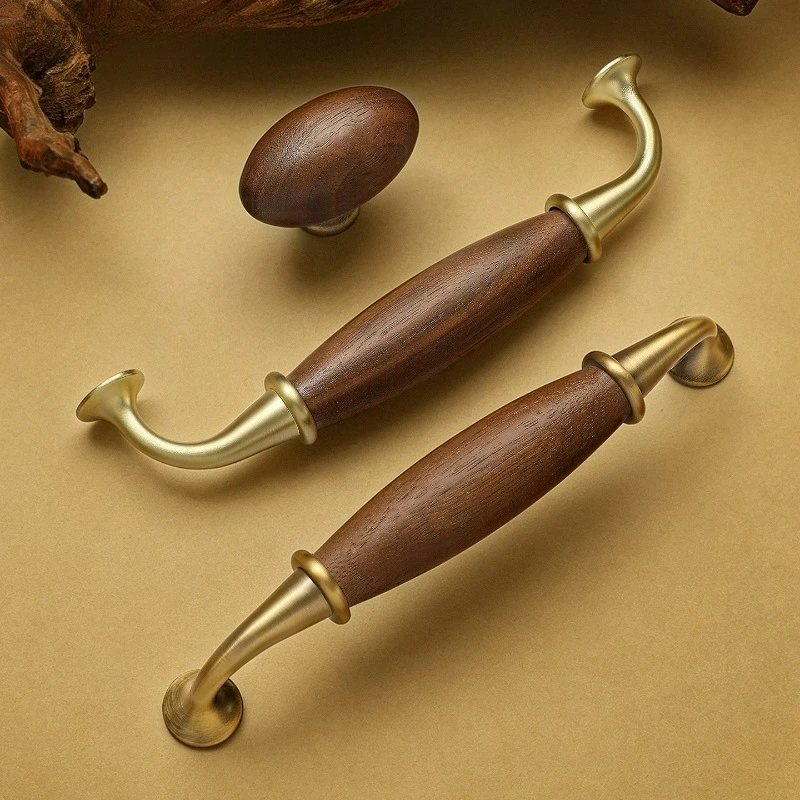 Walnut Small Handle Retro Drawer Foyer, TV, Wine, Dining Area, Wardrobe Cabinet Door Handle