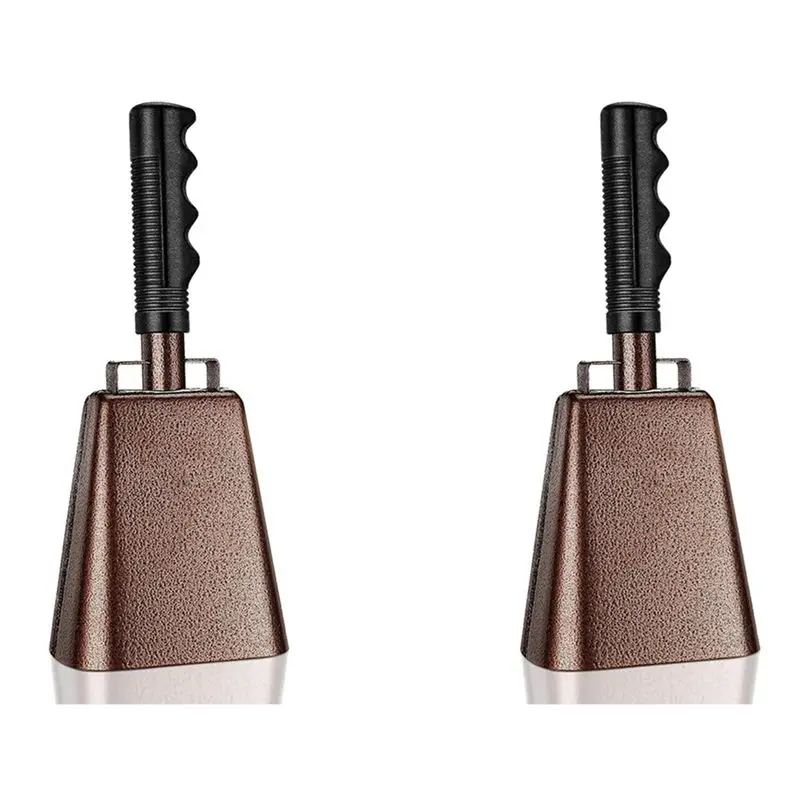 A89E-2Pcs 10 In Steel Cowbell/Noise Makers With Handles, Cheering Bell Sporting. Solid School Hand Bells, Cowbells