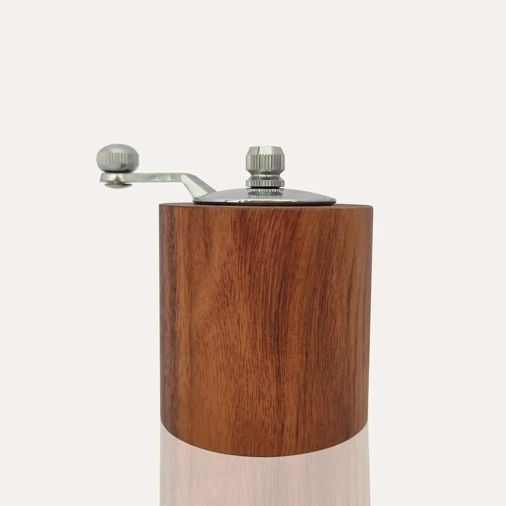 Custom Logo Mini Salt Pepper Mill Hand Crank Spice Grinder with Stainless Steel Handle Acacia Wooden Mills for Home Kitchen Use