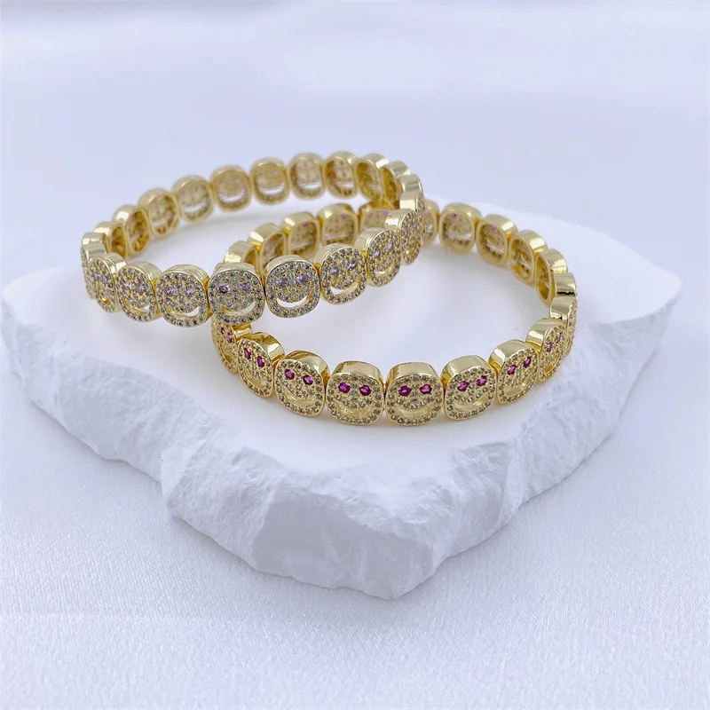B&C Trendy Bling Cubic Zirconia Bracelet Mens Elastic Hop Statement Hand Decoration