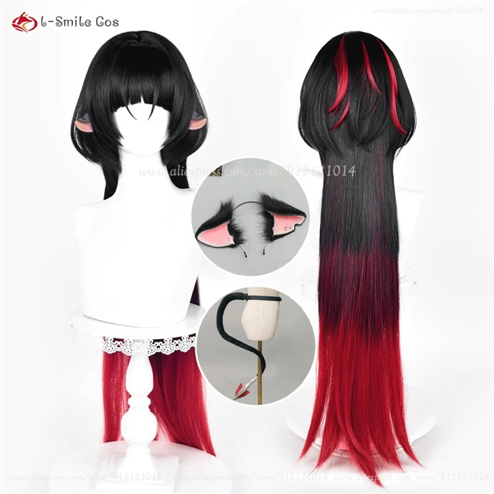 

ZZZ Jane Doe Cosplay Wig 90cm Black Red Mixed Wigs For Women Cosplay Anime Wig Heat Resistant Synthetic Hair Halloween Props